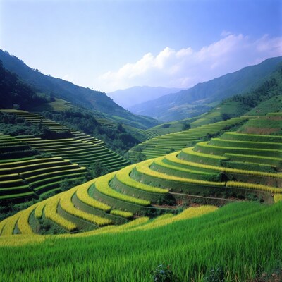 Terraced Rice Fields in Mountains