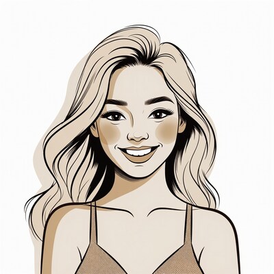 Smiling Asian woman with blonde hair