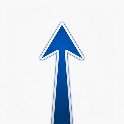 Blue upward arrow isolated