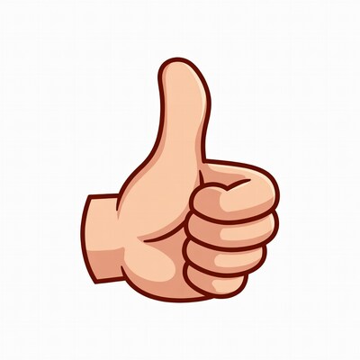 Cartoon thumbs up hand gesture