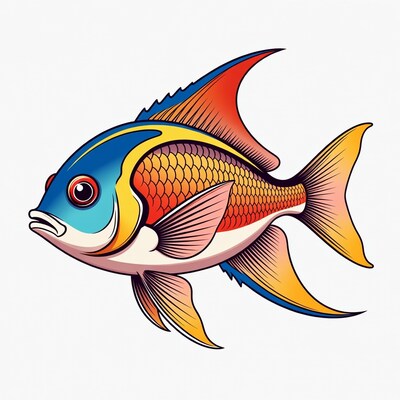Colorful Angelfish Illustration