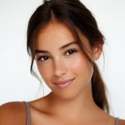 Smiling young woman with brown hair