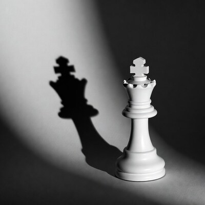 White Chess King with Shadow