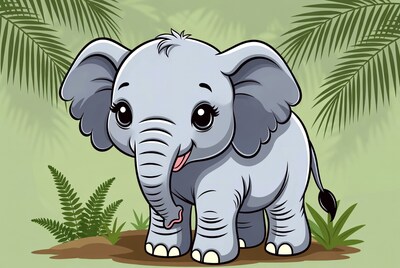 Cute baby elephant in jungle