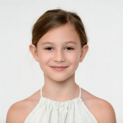 Smiling girl in white halter top