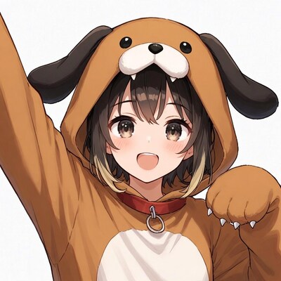 Anime girl in brown dog onesie