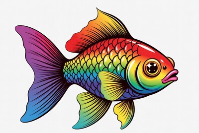 Rainbow Goldfish Illustration