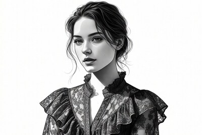 Woman in lace blouse portrait
