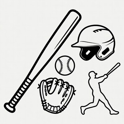 Baseball clipart with bat glove helmet