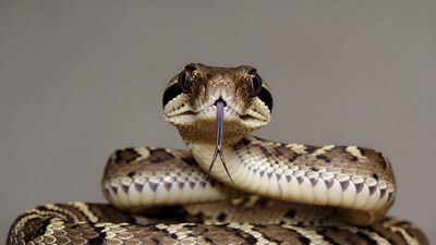 Close-up of Garter Snake with Tongue Out