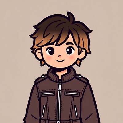 Chibi boy in brown jacket