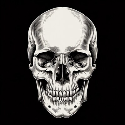 Detailed Human Skull Illustration
