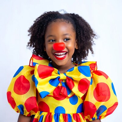 African-American girl in clown costume