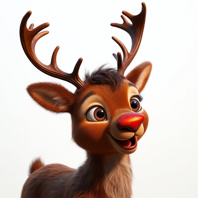 Cute 3D Rudolph Reindeer Smiling