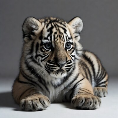 Cute tiger cub lying down