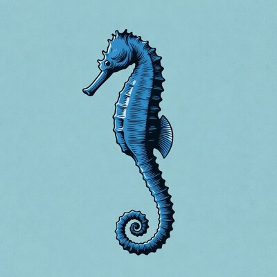 Blue Seahorse Illustration