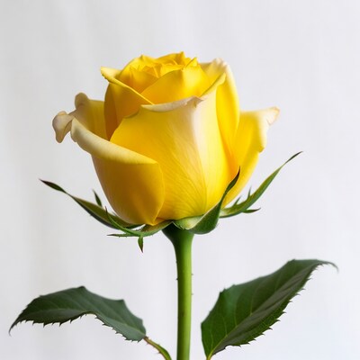 Yellow Rose on White Background