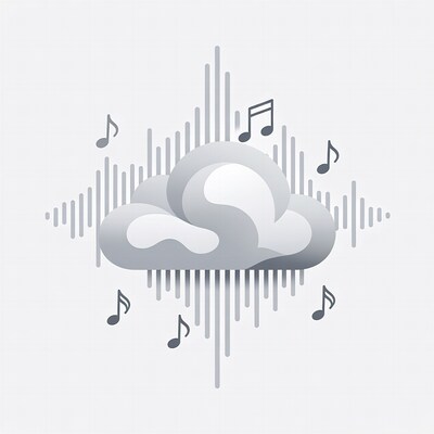 Cloud with sound waves and music notes