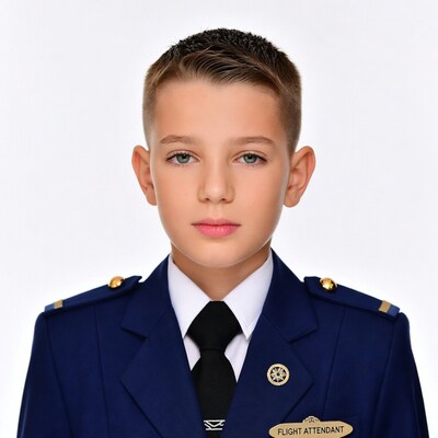 Boy flight attendant in uniform