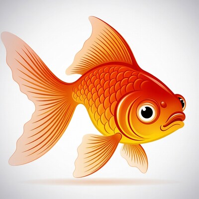 Cartoon Goldfish on White Background
