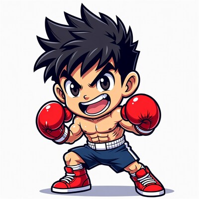 Chibi boy boxer with red gloves