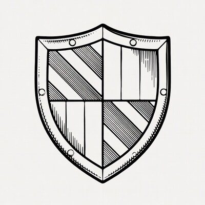 Heraldic Shield with Diagonal Stripes