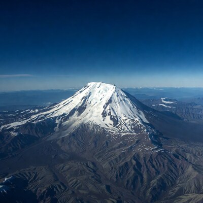 Snow-Capped Mount Ararat Aerial View