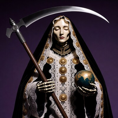 Santa Muerte with Scythe and Globe