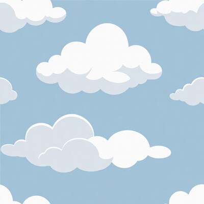 Cartoon Clouds on Blue Sky