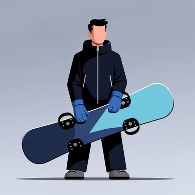 Man holding snowboard illustration