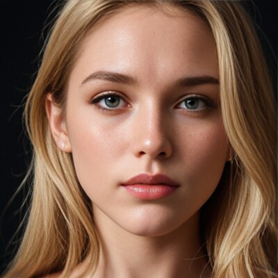 Blonde woman with green eyes