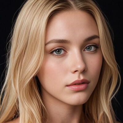 Blonde woman with green eyes