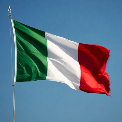 Italian Flag Waving on Pole