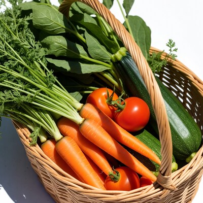 Fresh vegetables in wicker basket