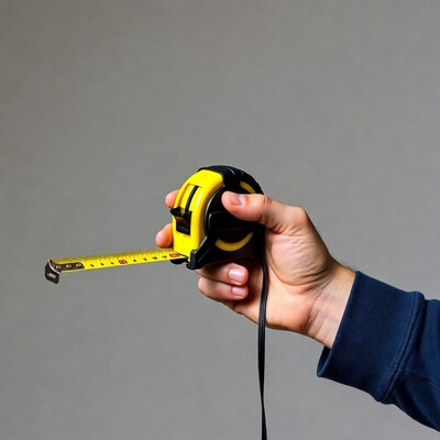 Man holding yellow measuring tape