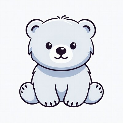 Cute cartoon polar bear sitting