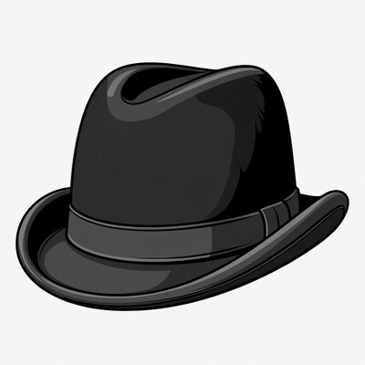 Black Fedora Hat Illustration