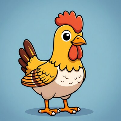 Cartoon yellow rooster standing