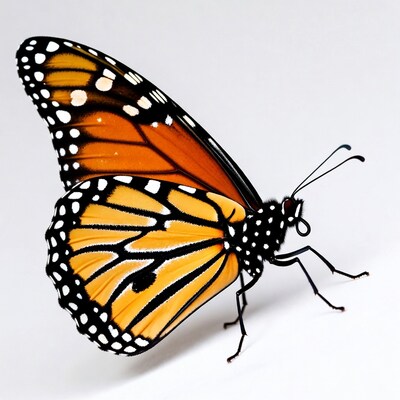 Monarch Butterfly on White Background