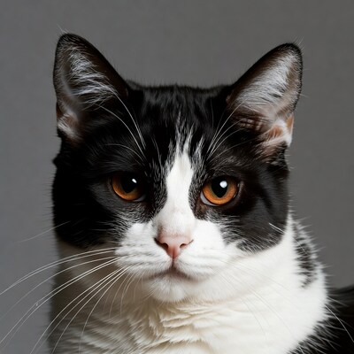 Black and white cat close-up