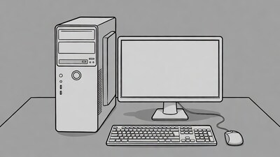 Desktop Computer Illustration with Monitor