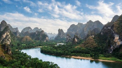 Karst Mountains and River Landscape