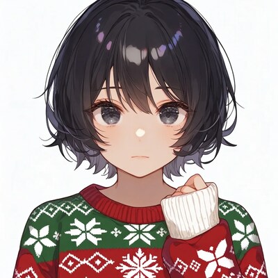 Anime girl in Christmas sweater