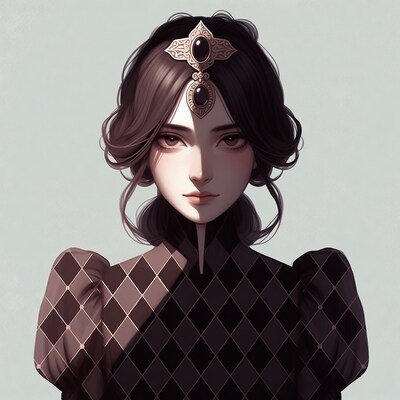 Anime woman with ornate headpiece