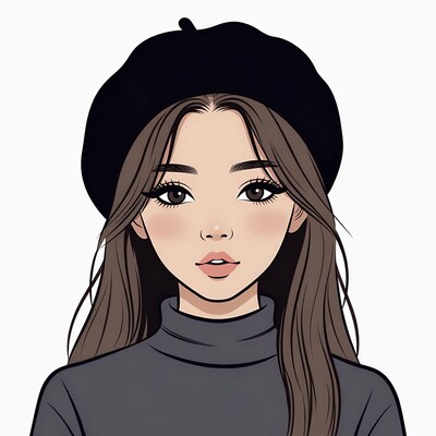 Asian woman in black beret