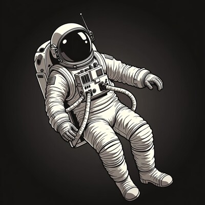 Astronaut floating in space illustration