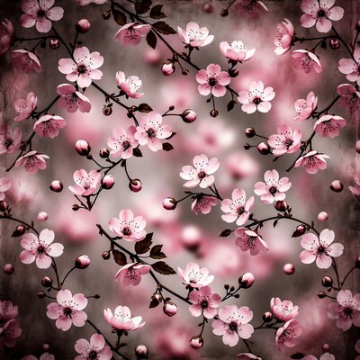 Pink Cherry Blossom Branches Background