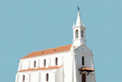 White church with bell tower