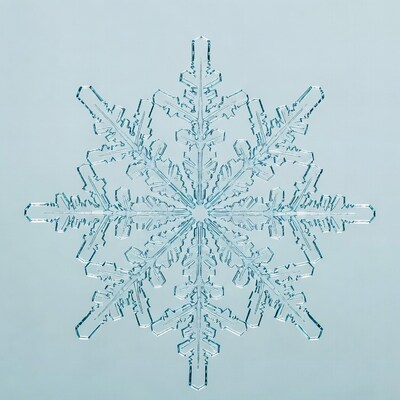 Detailed snowflake on blue background