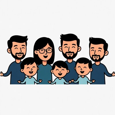 Happy Asian family illustration